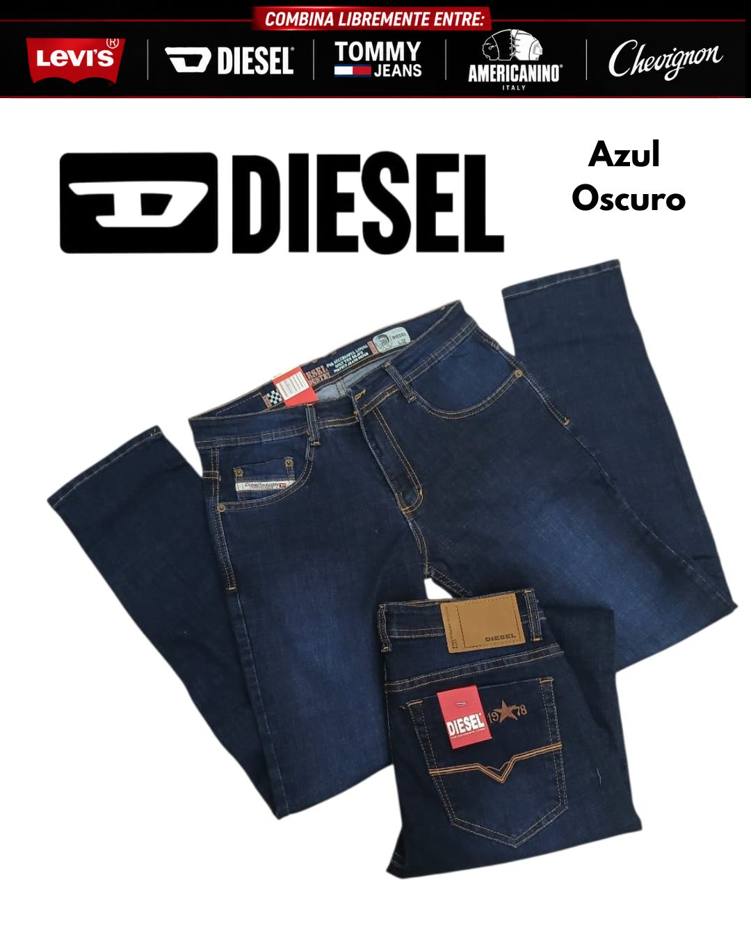 3 Jeans Levis® · Americanino® · Chevignon® · Diesel® x 3 unidades
