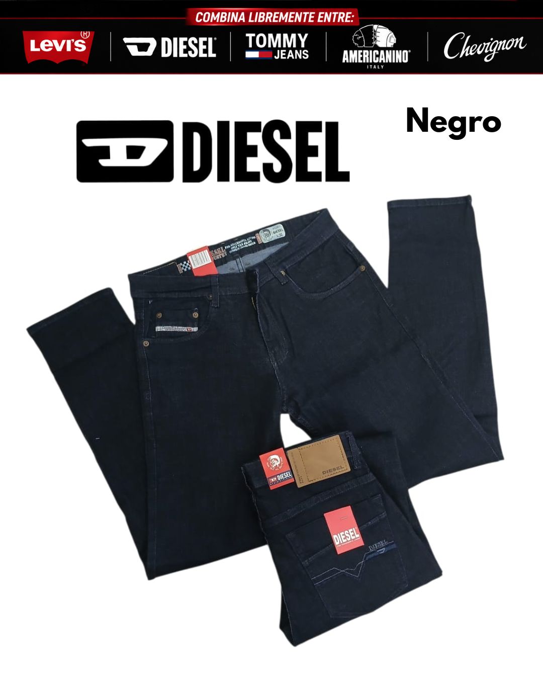 3 Jeans Levis® · Americanino® · Chevignon® · Diesel® x 3 unidades
