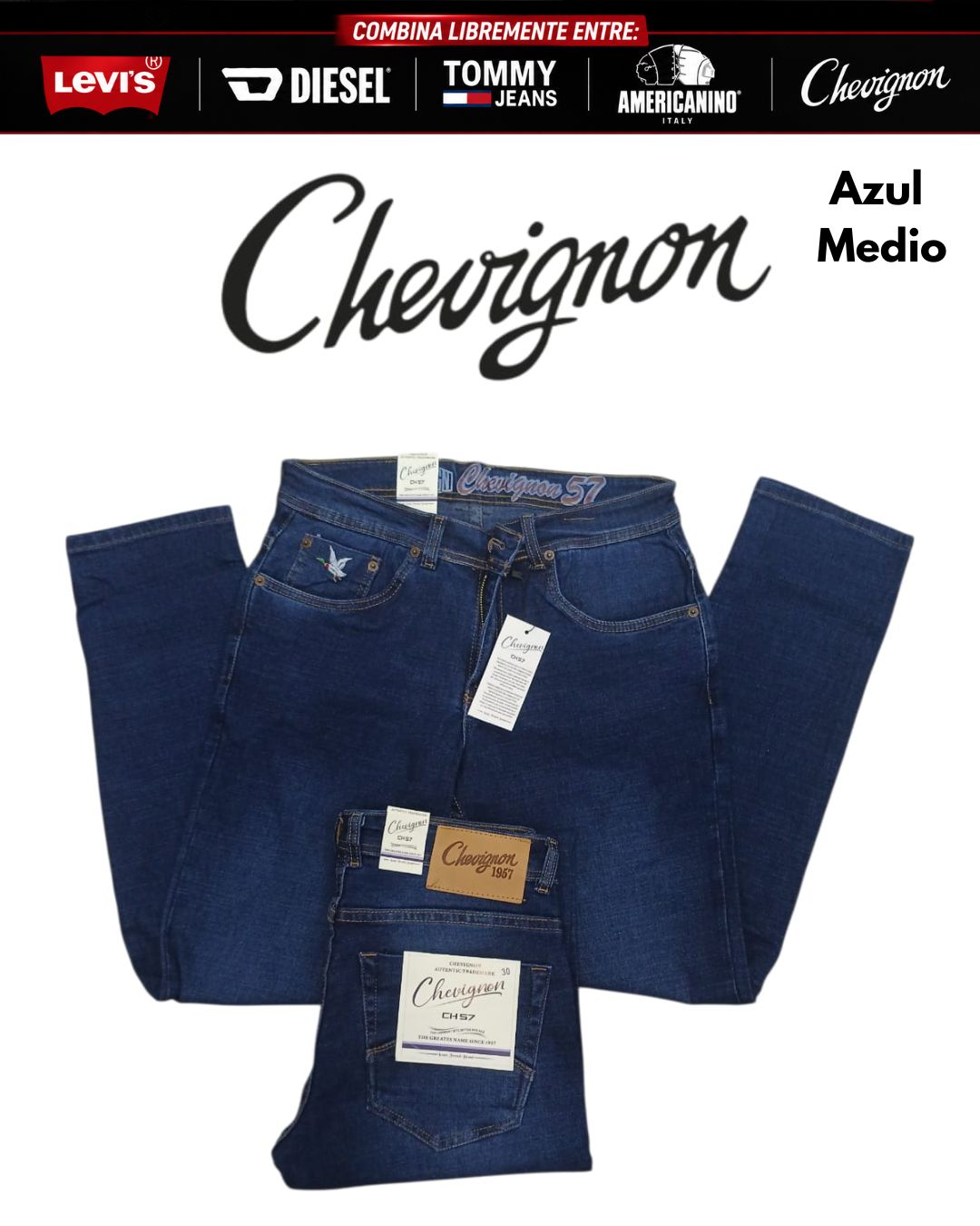 3 Jeans Levis® · Americanino® · Chevignon® · Diesel® x 3 unidades