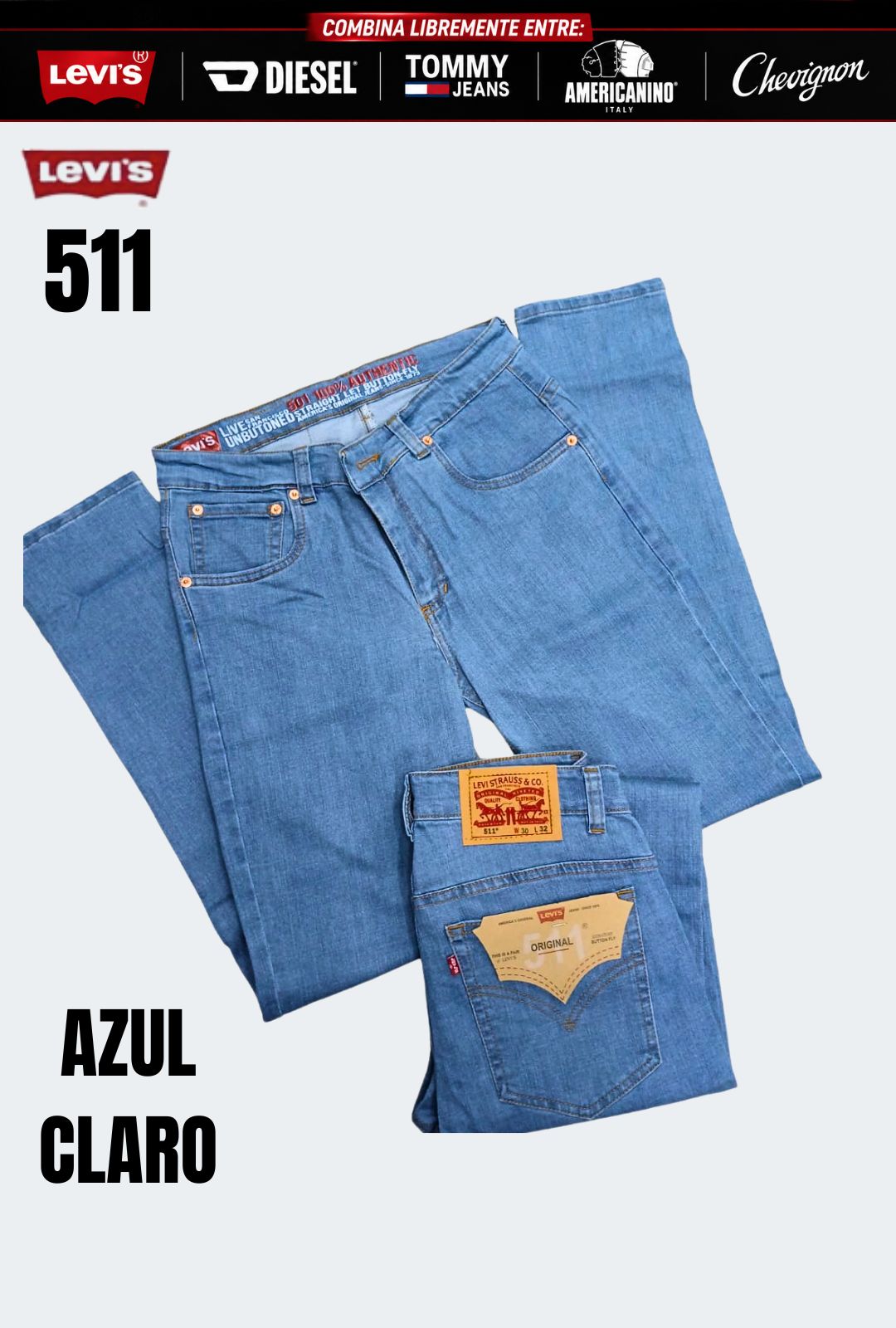 3 Jeans Levis® · Americanino® · Chevignon® · Diesel® x 3 unidades