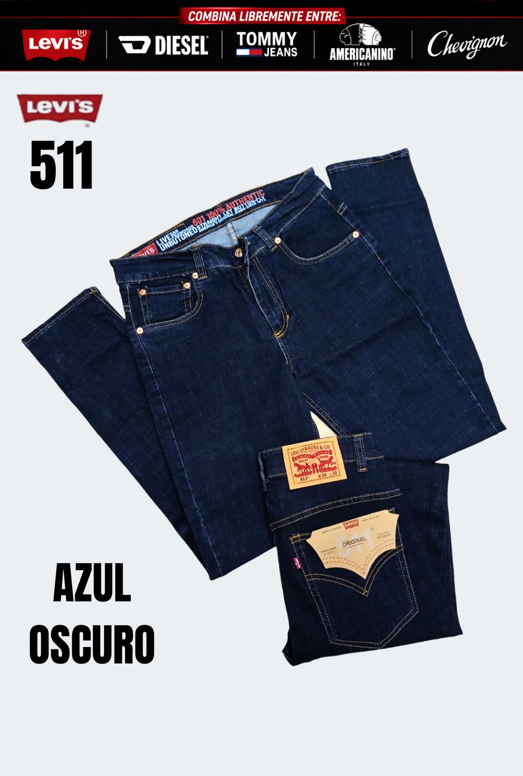 3 Jeans Levis® · Americanino® · Chevignon® · Diesel® x 3 unidades