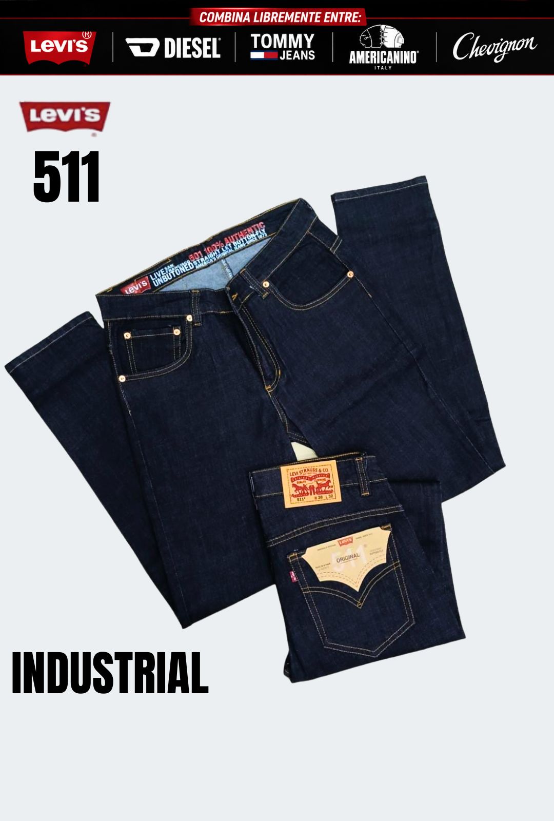 3 Jeans Levis® · Americanino® · Chevignon® · Diesel® x 3 unidades