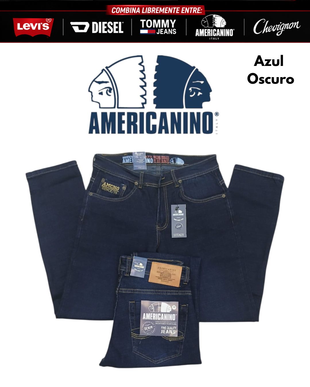 3 Jeans Levis® · Americanino® · Chevignon® · Diesel® x 3 unidades