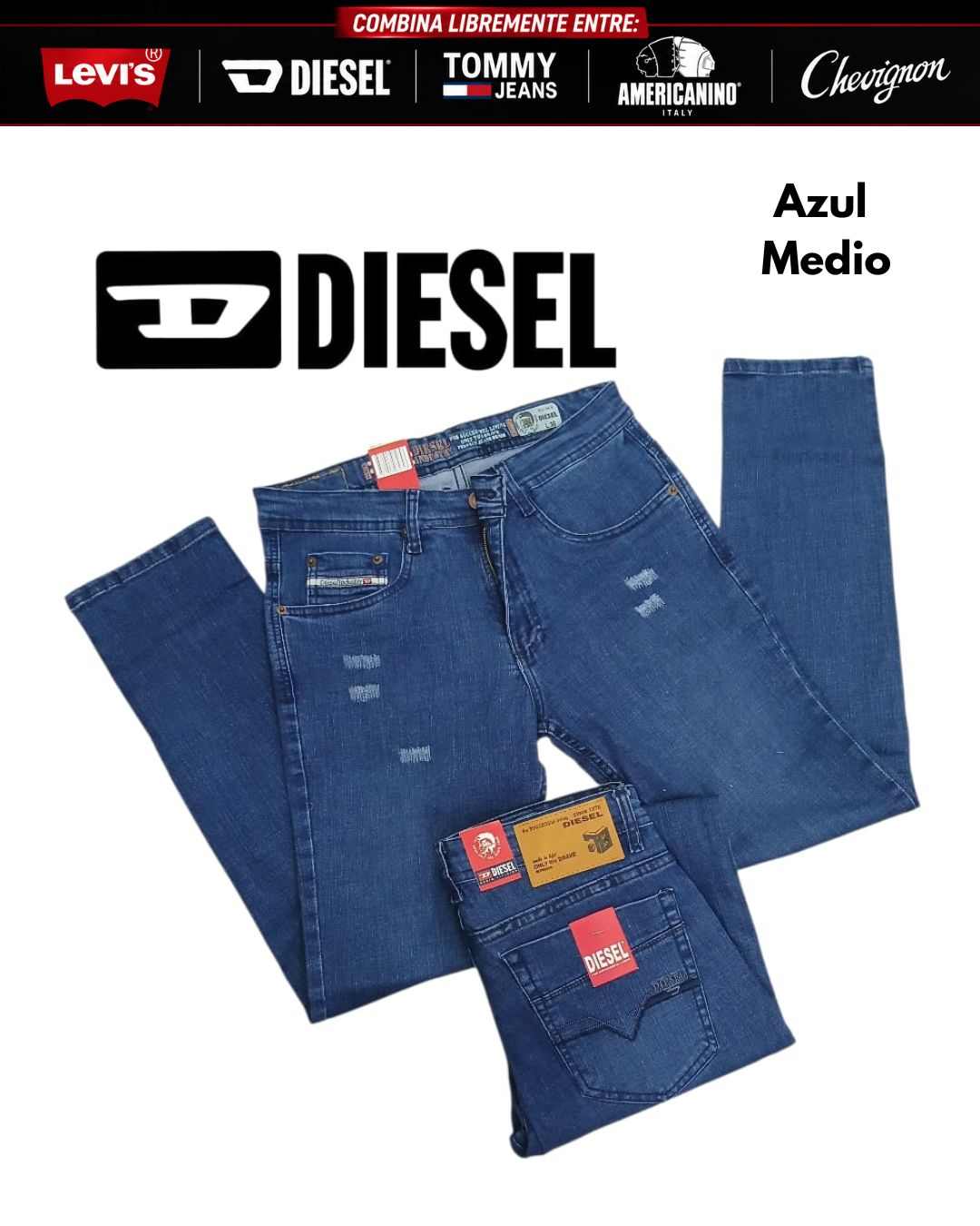 3 Jeans Levis® · Americanino® · Chevignon® · Diesel® x 3 unidades