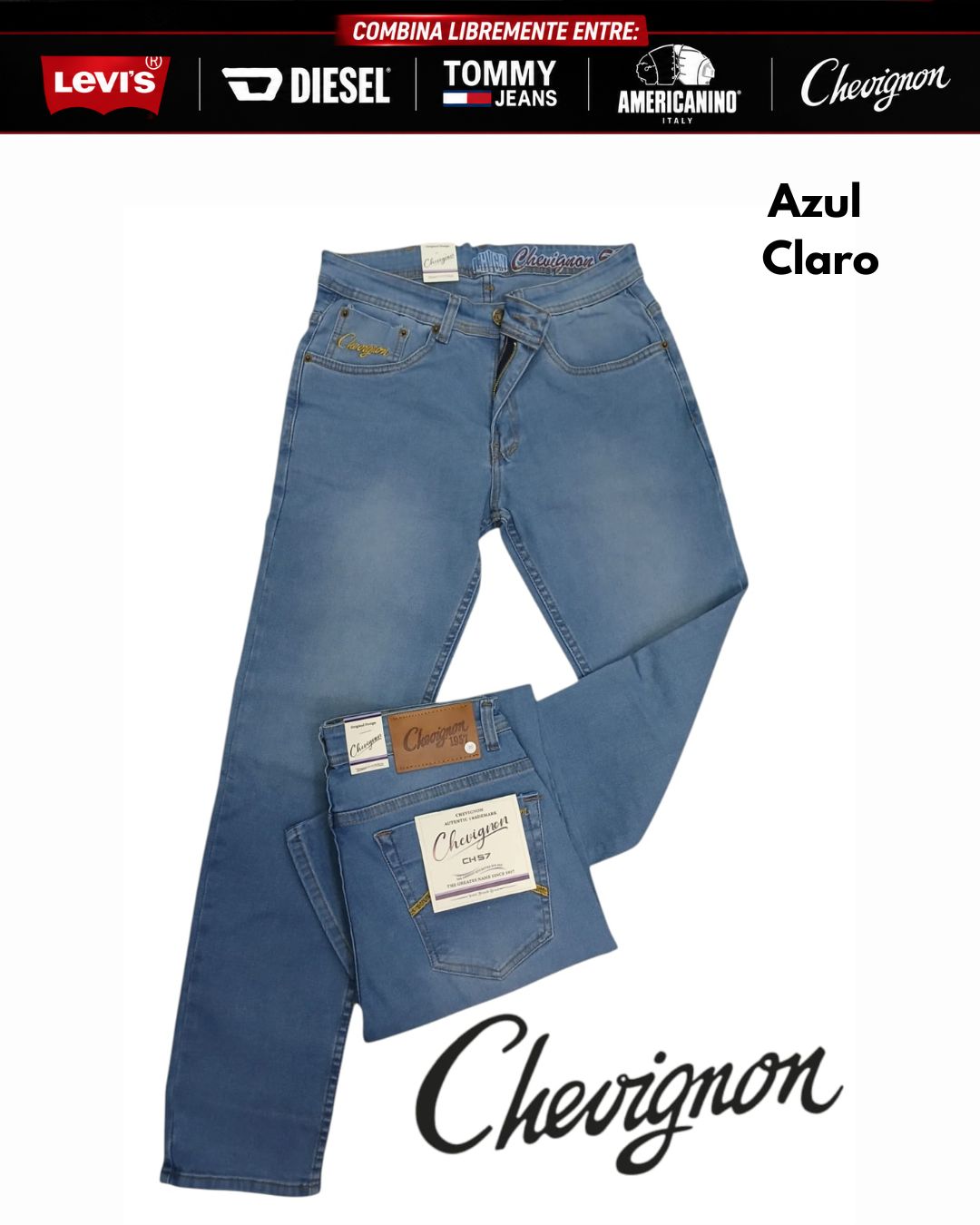 3 Jeans Levis® · Americanino® · Chevignon® · Diesel® x 3 unidades