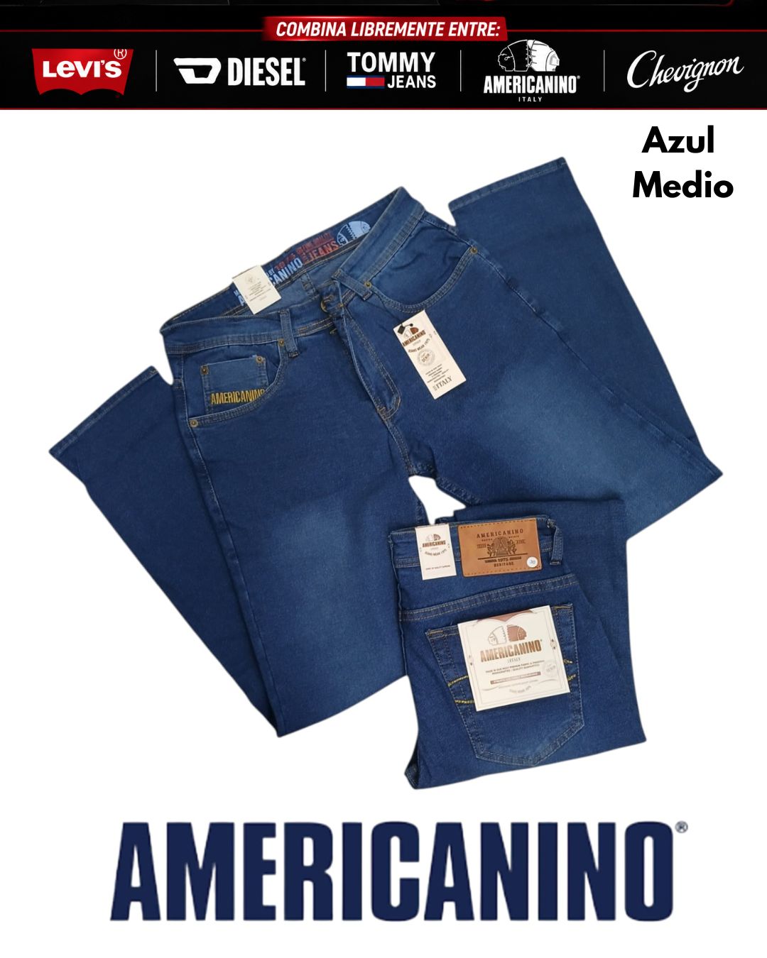 3 Jeans Levis® · Americanino® · Chevignon® · Diesel® x 3 unidades