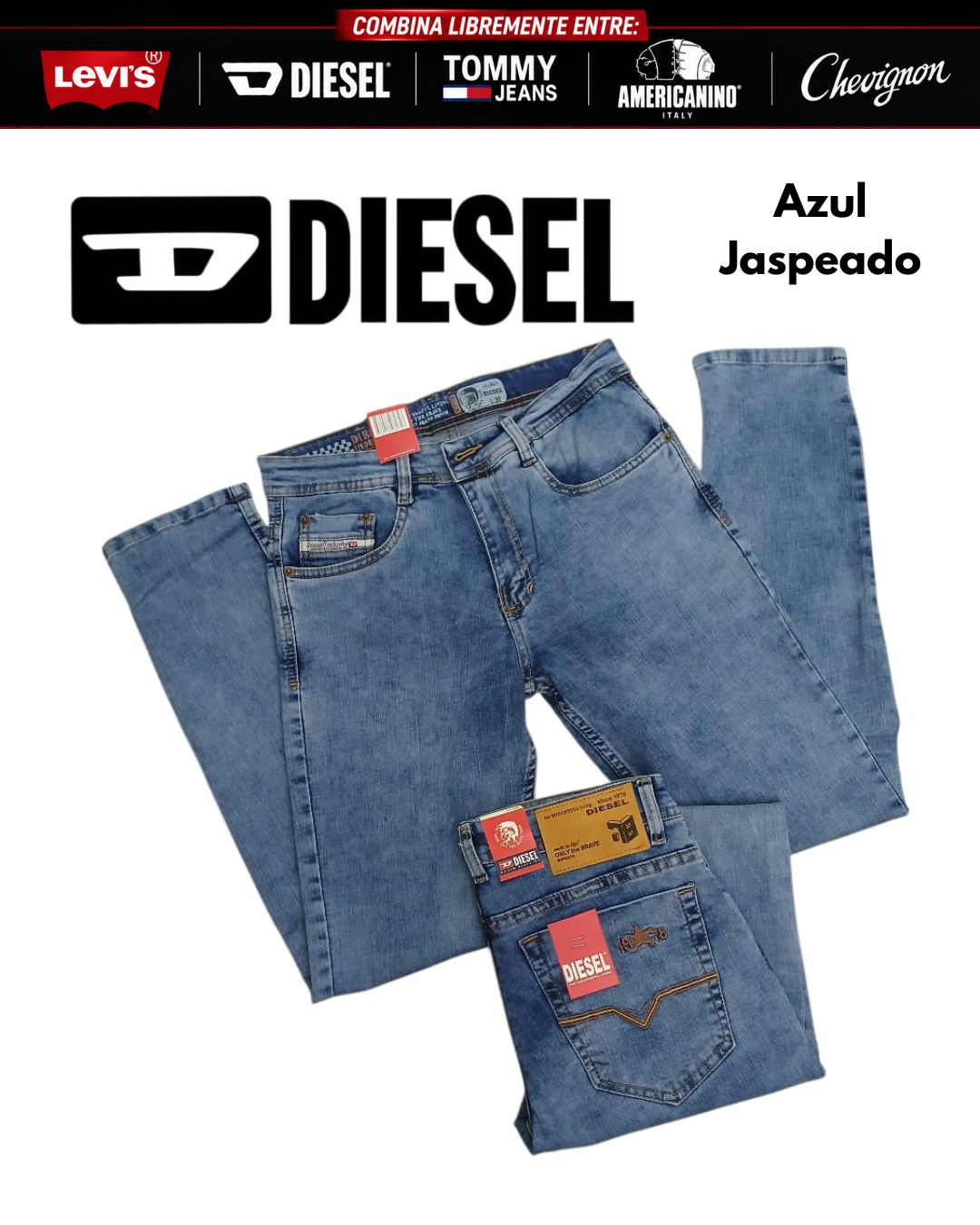 3 Jeans Levis® · Americanino® · Chevignon® · Diesel® x 3 unidades