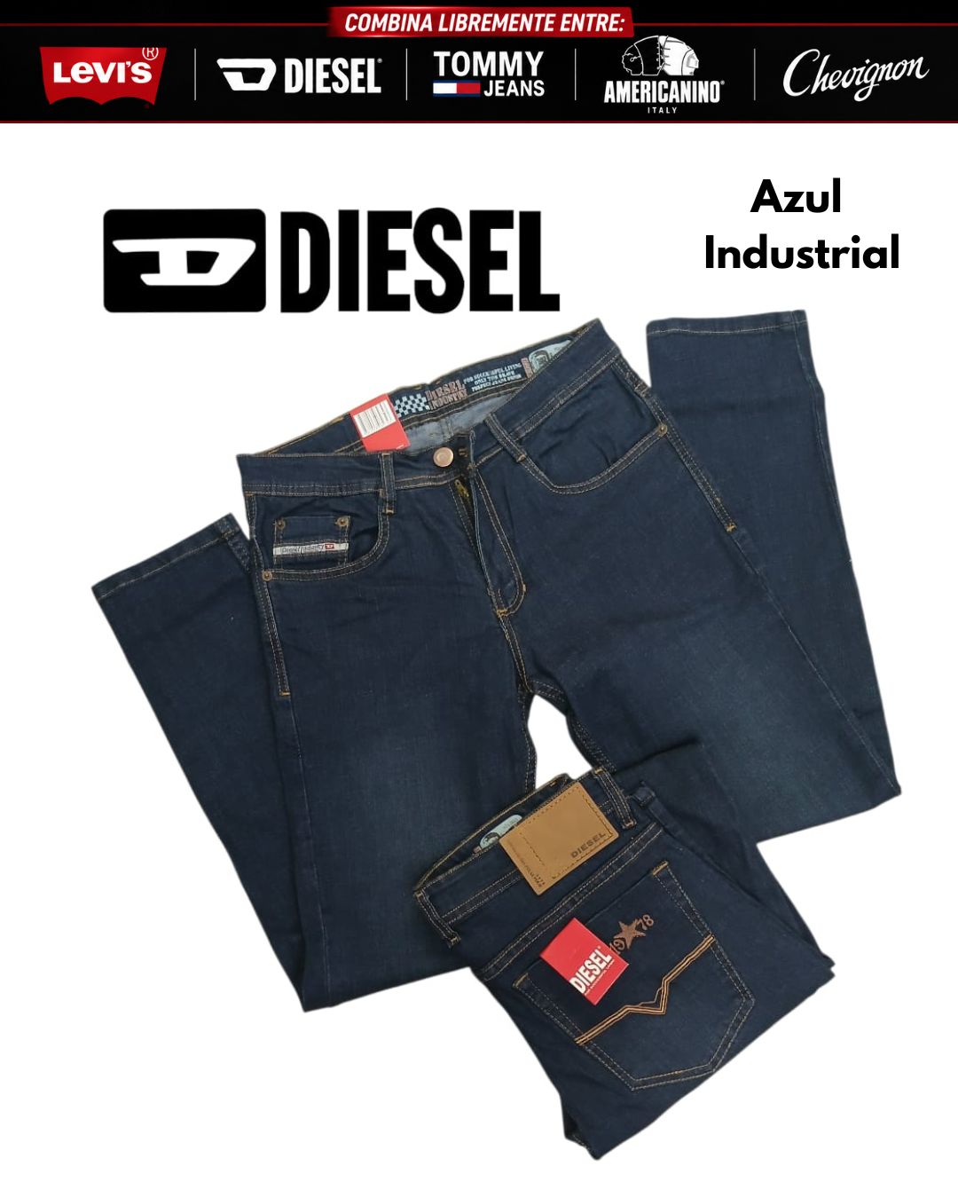3 Jeans Levis® · Americanino® · Chevignon® · Diesel® x 3 unidades